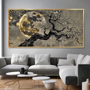 تابلو مدل دکوراتیو طبیعت طرح تک درخت و ماه
