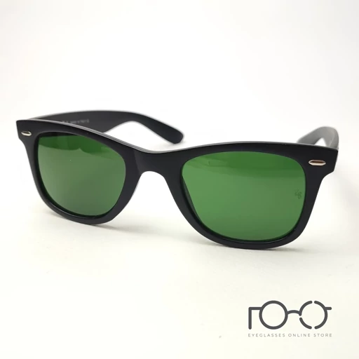 عینک آفتابی ریبن RAY BAN کائوچو شیشه سنگ مدل ویفر کد 2140s رنگ مشکی مات با لنز سبز