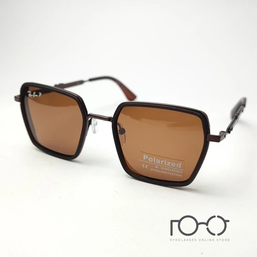 عینک آفتابی پلاریزه ریبن RAY BAN فلزی کد P8074 رنگ برنزی با لنز قهوه ای