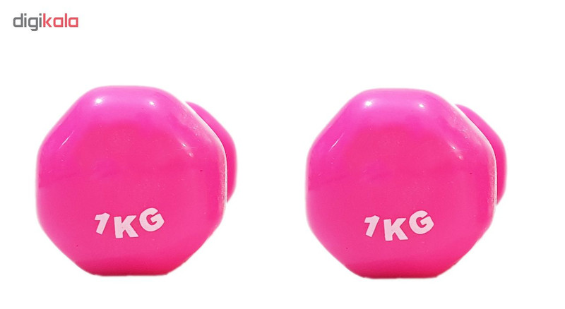 دمبل ایروبیک روکش دار 1 کیلوگرمی مدل 02-Pink بسته دو عددی — تصویر ۲