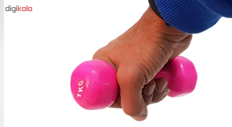 دمبل ایروبیک روکش دار 1 کیلوگرمی مدل 02-Pink بسته دو عددی — تصویر ۳