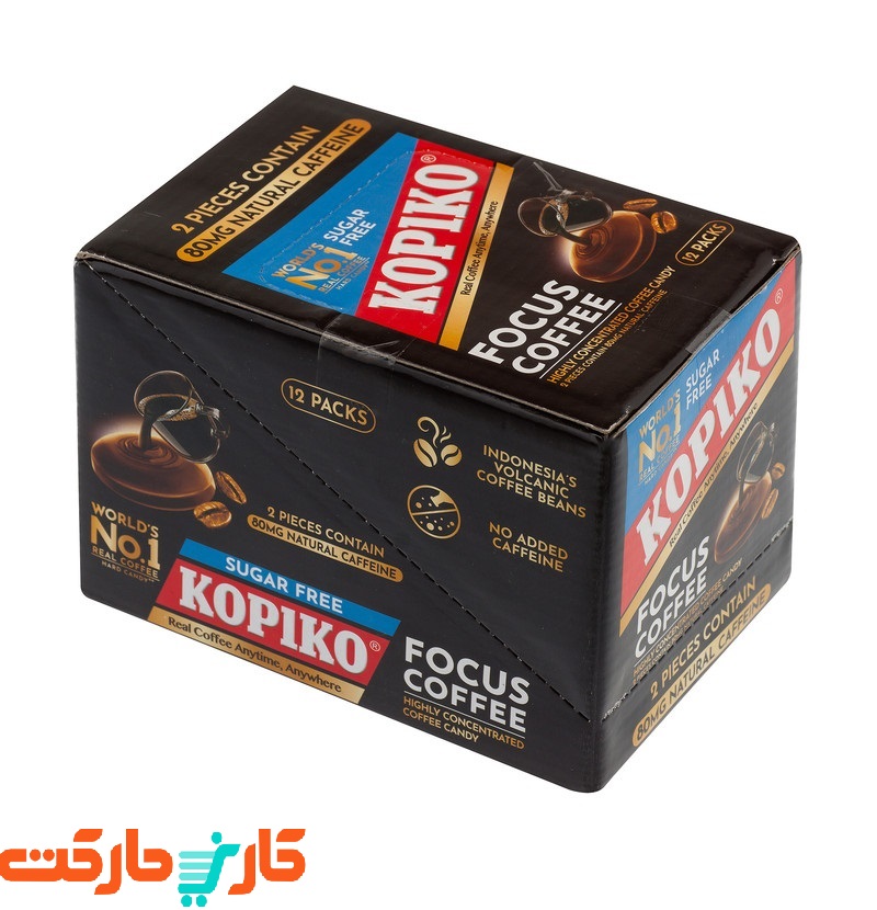 بسته 12ورقی آبنبات قهوه کوپیکو بدون شکر فوکوس کافی KOPIKO Coffee Candy Suggar Free — تصویر ۲