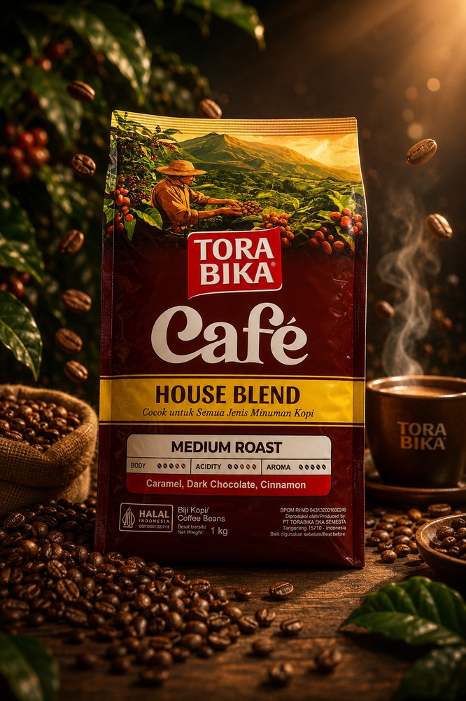 دانه قهوه تورابیکا هاوس بلند House Blend حجم 1 کیلویی