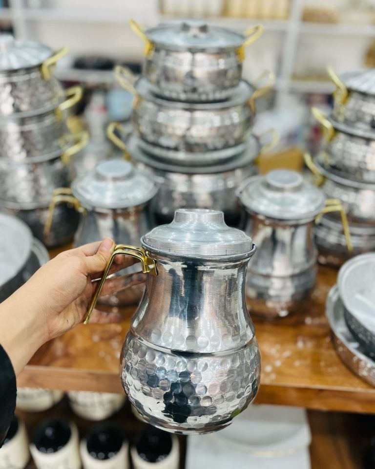 پارچ روحی چکشی 1.5 لیتری ضخیم | 4 مدل دسته سفید، دسته طلایی، لیزری و ترک — تصویر ۵