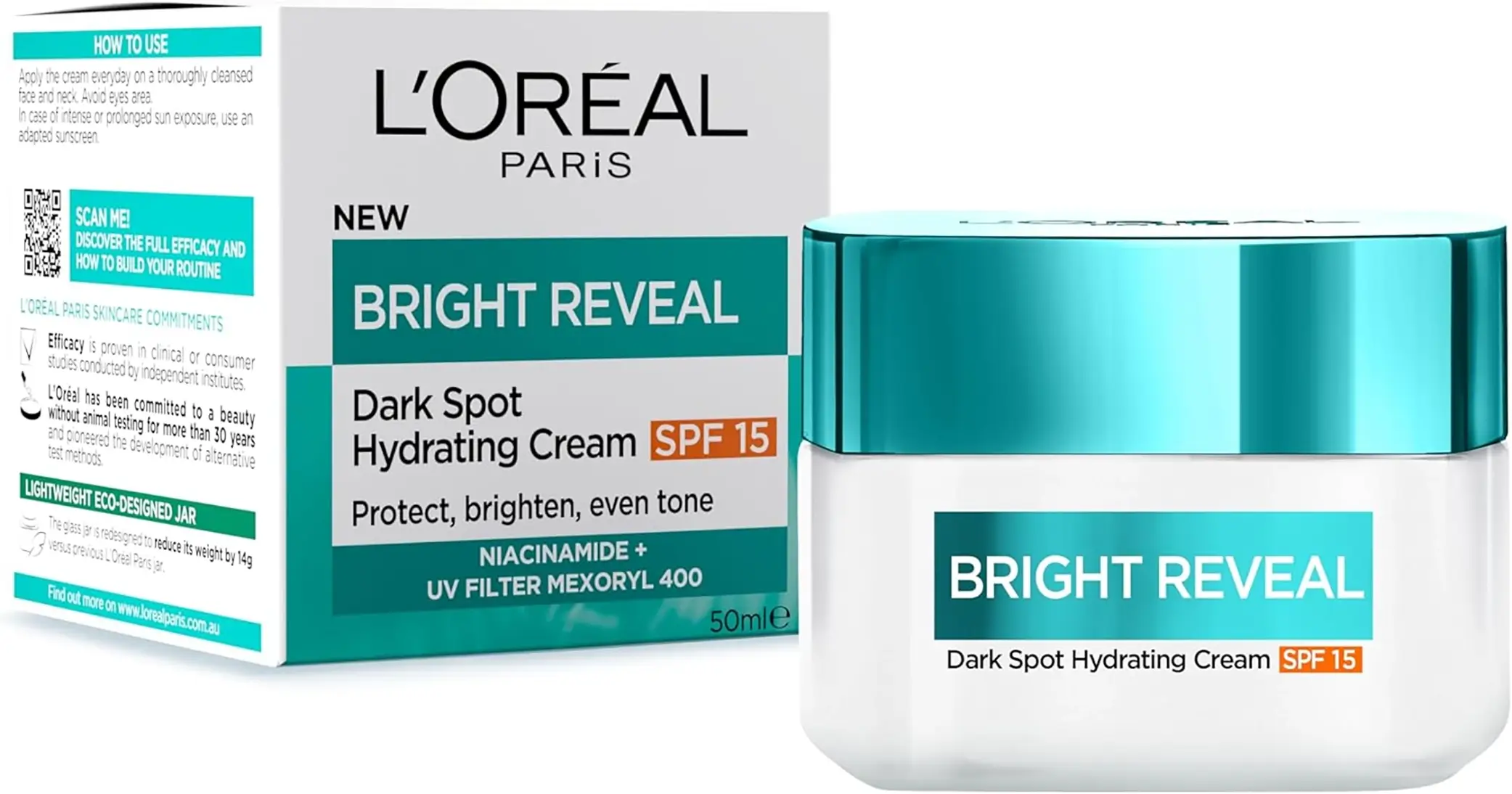 کرم آبرسان و ضد لک قوی لورال LOreal مدل Bright reveal حاوی 50 spf