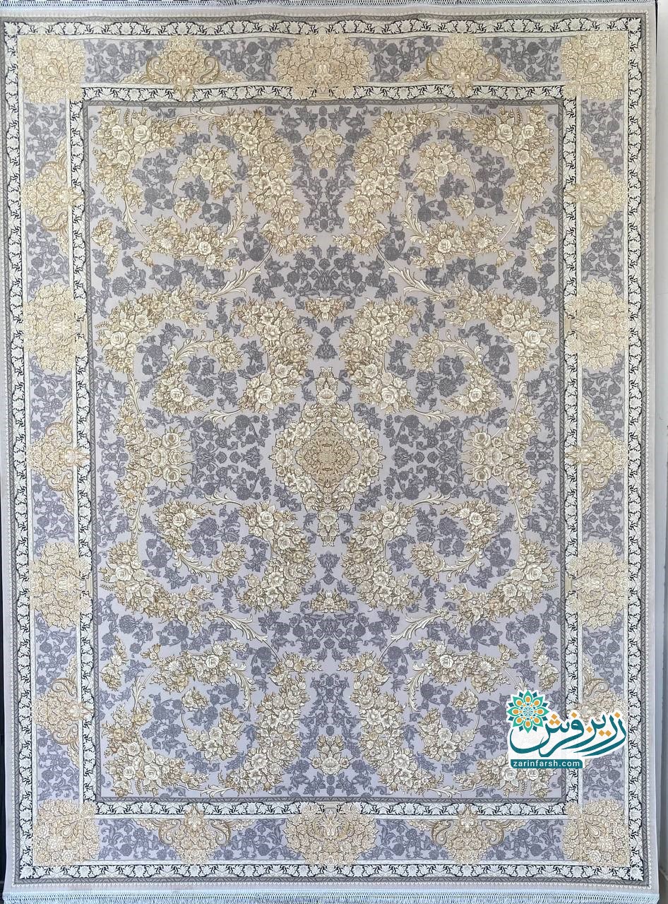 فرش ماشینی 1200 شانه طرح کد 1217 زمینه صدفی — تصویر ۲