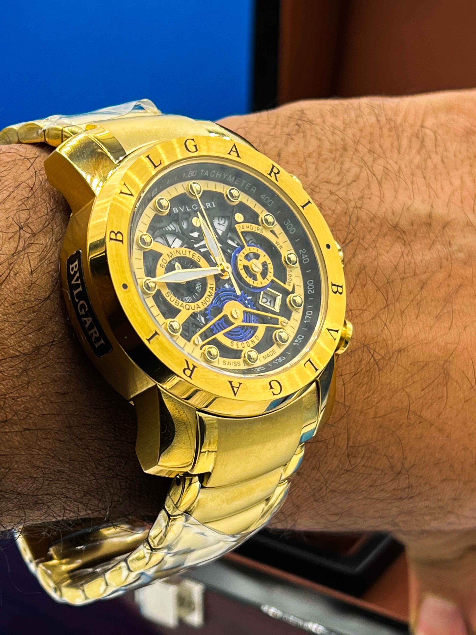 ساعت مچی بولگاری مردانه طلایی WATCH BVLGARI 1644 | گالری ساعت ایمان — تصویر ۲