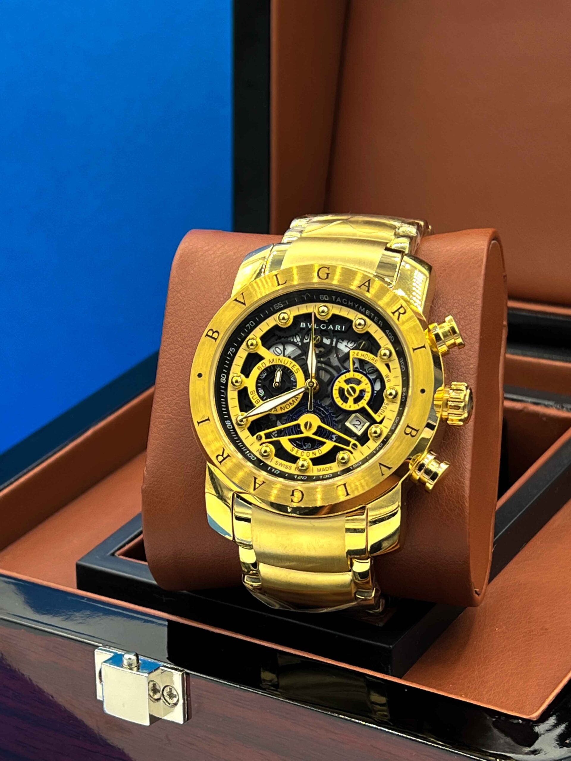 ساعت مچی بولگاری مردانه طلایی WATCH BVLGARI 1644 | گالری ساعت ایمان — تصویر ۳