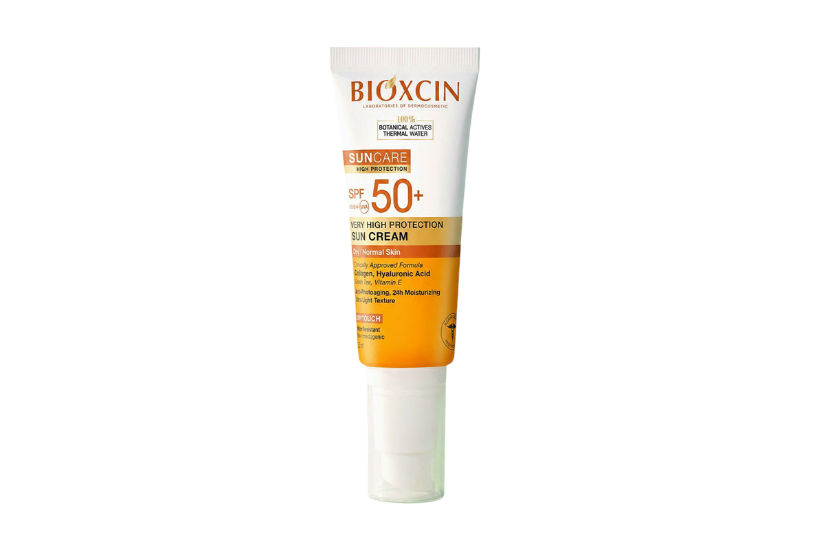 ضد آفتاب بی رنگ بیوکسین (Bioxcin) مناسب پوست خشک و نرمال با SPF50+ حجم 50ml