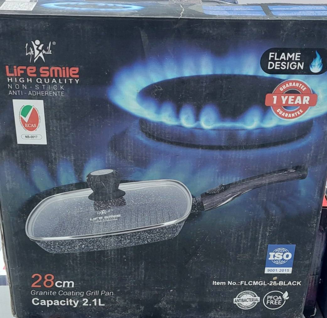 تابه گریل درب‌دار لایف اسمایل سایز ۲۸ مدل FLCMGL-28