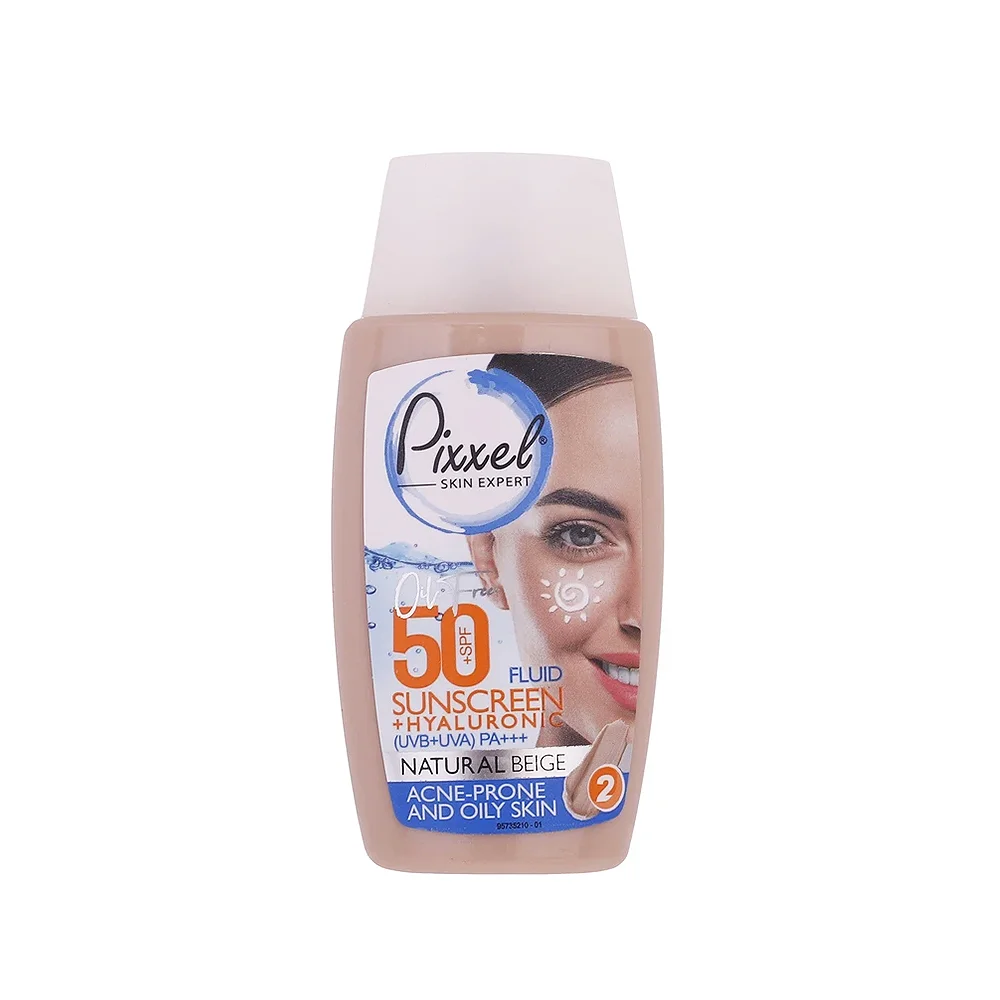 کرم ضد آفتاب رنگ بژ طبیعی مناسب پوست های چرب، جوش دار و مختلط با SPF 50 پیکسل — تصویر ۲