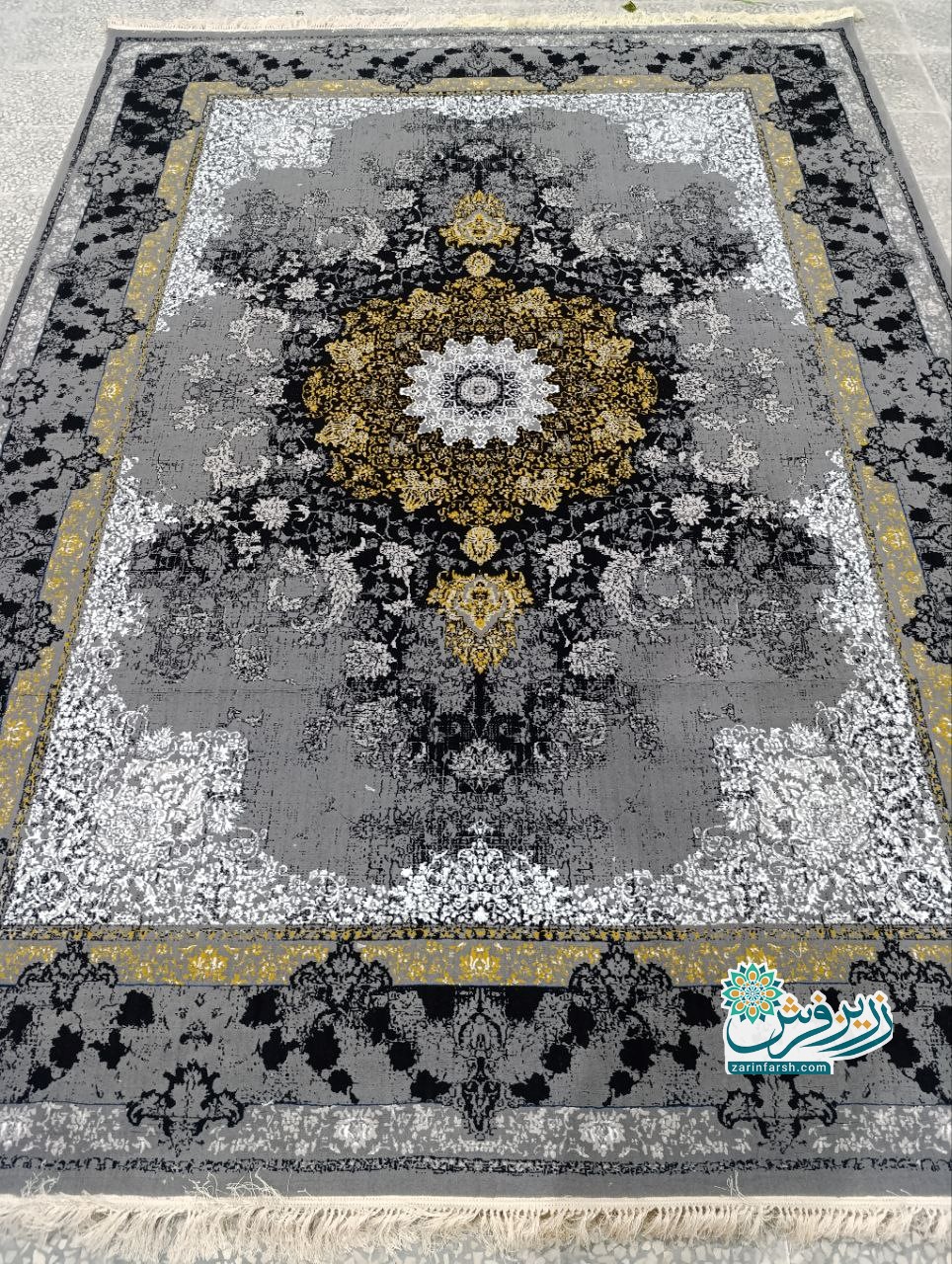 فرش ماشینی 500 شانه طرح شریف رنگ دودی