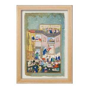 تابلو خندالو مدل نقاشی برگی از دیوان حافظ اثر سلطان محمد کد F12380