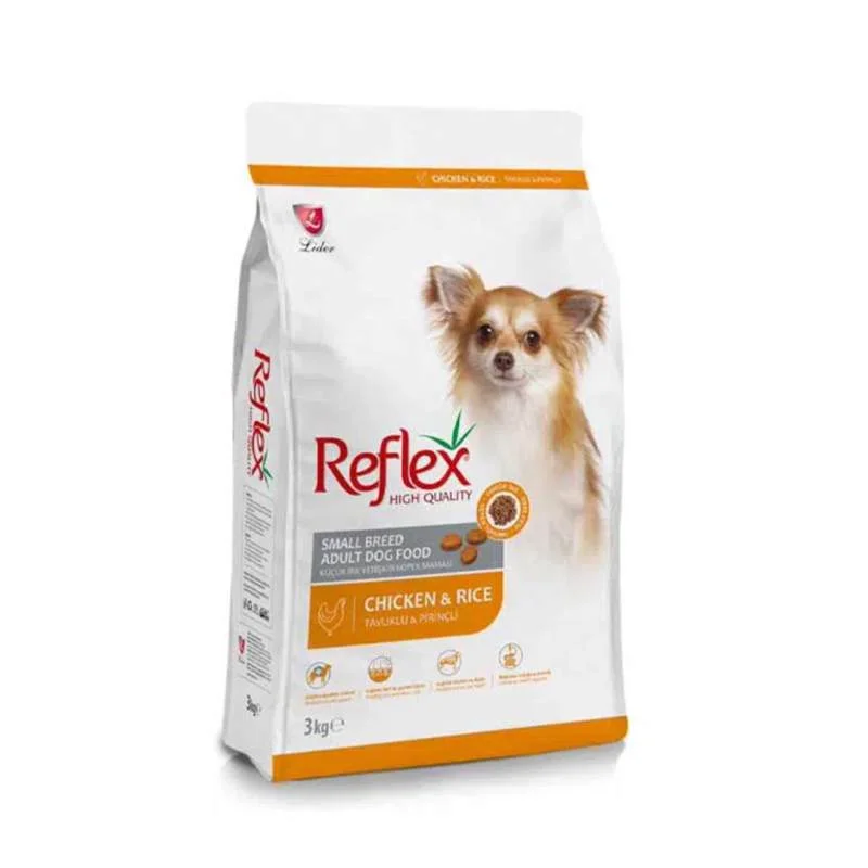 غذای خشک سگ نژاد کوچک رفلکس مدل اسمال برید با طعم مرغ و برنج 3 کیلویی | reflex small breed dry dog ​​food chicken rice 3kg - رویال پت فود