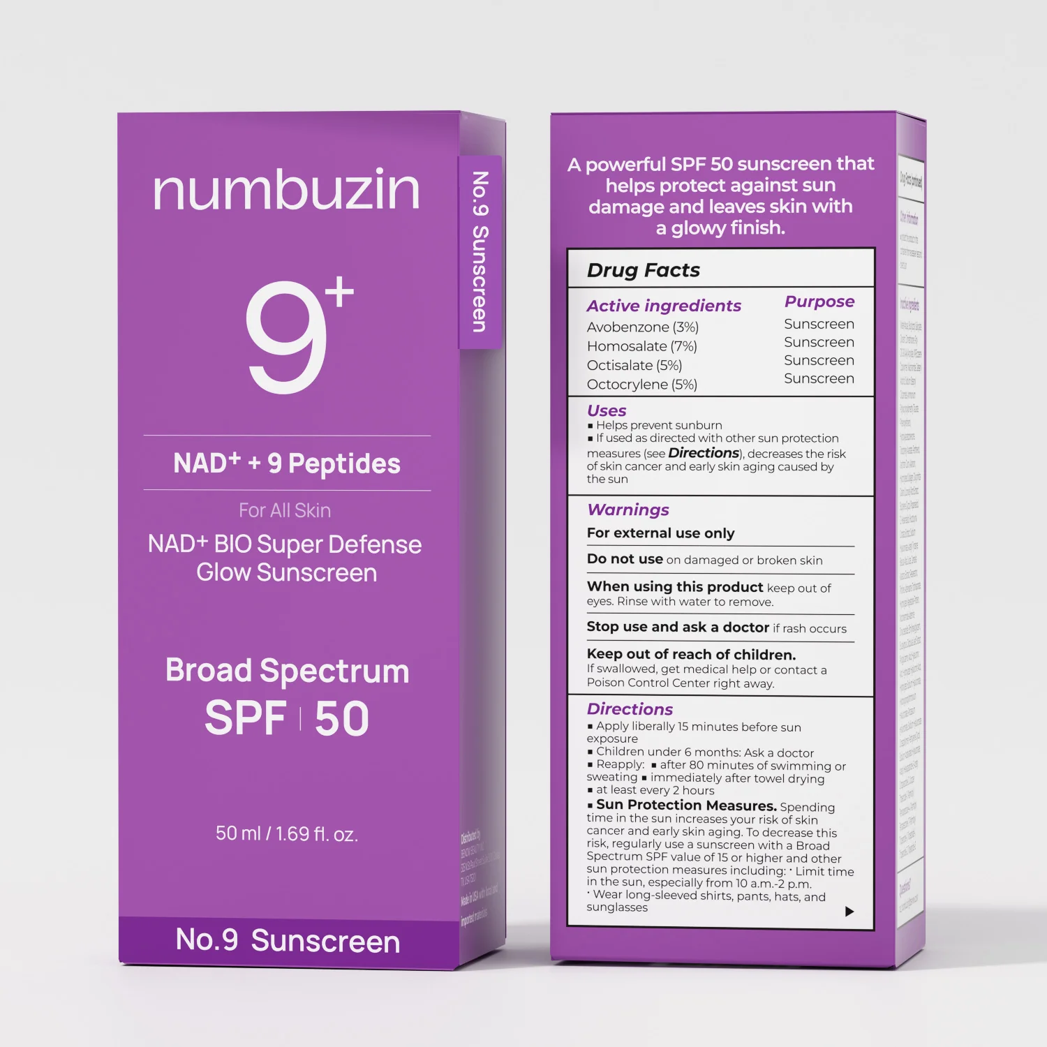 ضد آفتاب ضد چروک و لیفتینگ بایو نامبوزین Numbuzin NAD+Peptides Dewy Sun Essence شماره 9 حجم 50 میل