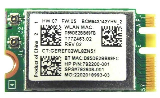 کارت وایرلس لپ تاپ Broadcom BCM943142Y M.2