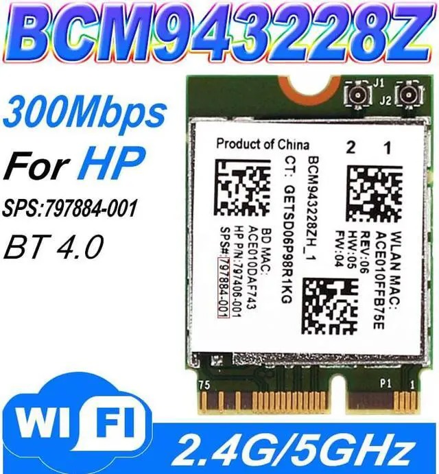 کارت وایرلس لپ تاپ Broadcom BCM943228Z M.2