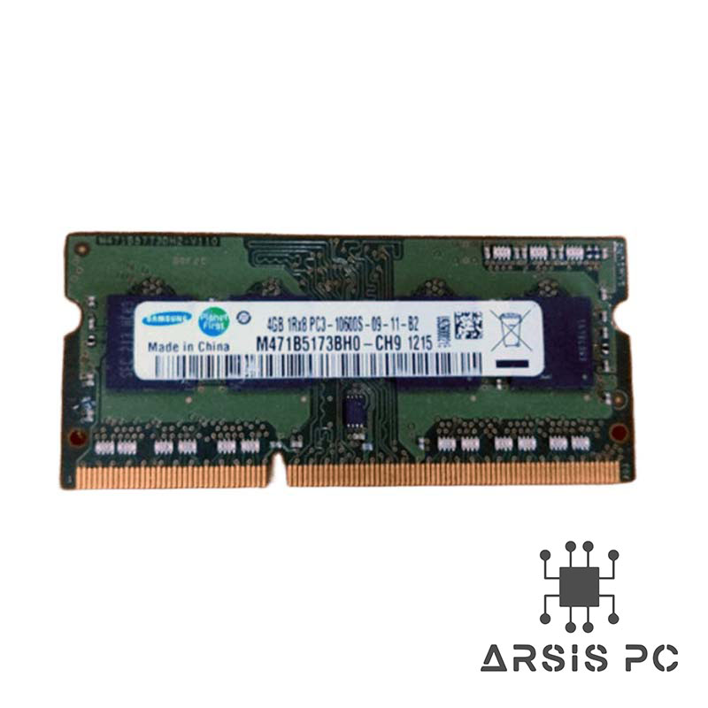 رم لپ‌تاپ سامسونگ تک کاناله مدل PC3-10600S فرکانس 1333 مگاهرتز DDR3 تایمینگ CL9 حافظه 4 گیگابایت