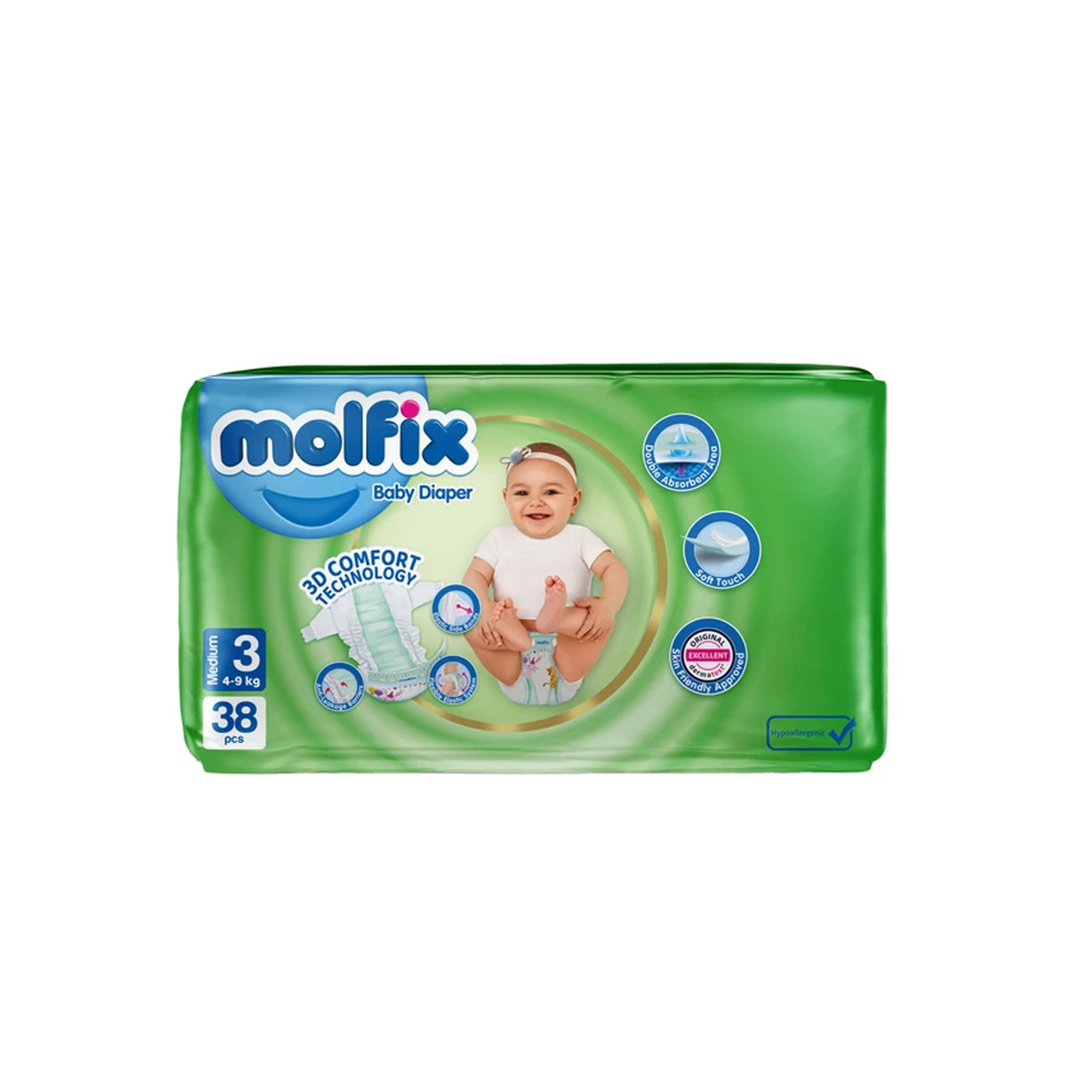 پوشک بچه سایز 3 (38 عدد دوبل) مولفیکس
