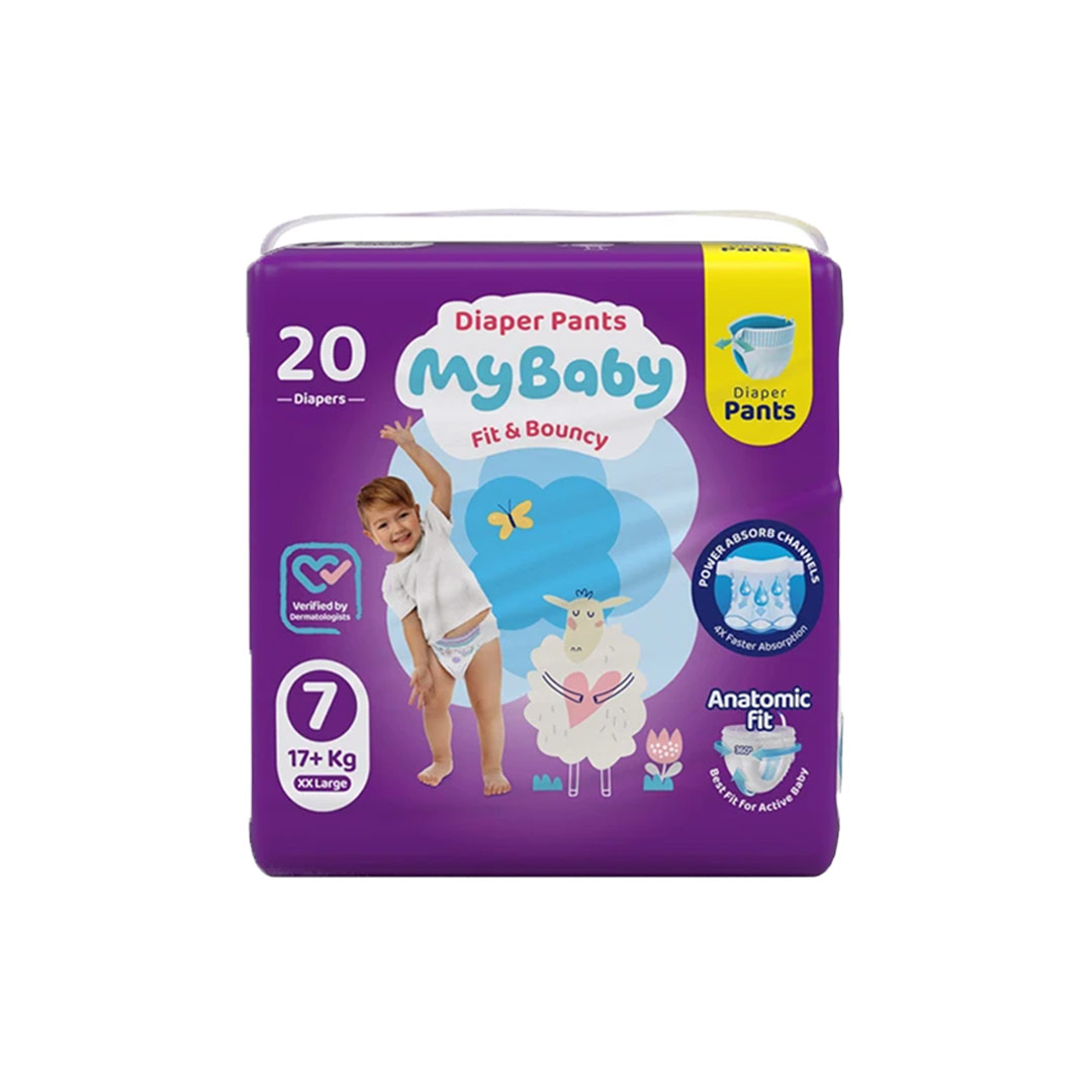 پوشک بچه شورتی کانال دار سایز 7 (20 عددی) مای بیبی