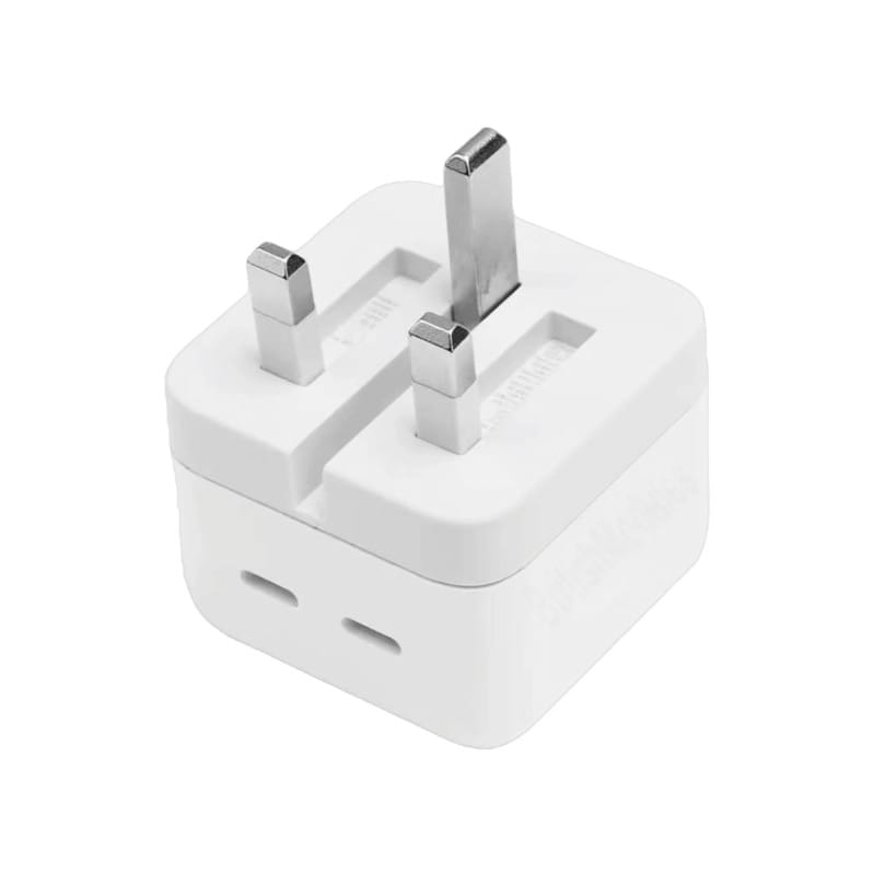 شارژر 35 وات اپل با لیبل شرکتی 6 ماه گارانتی تعویض مدل Dual USB-C Port، دارای خروجی USB Type-C، امکان شارژ کردن سریع‌تر موبایل و تبلت — تصویر ۳