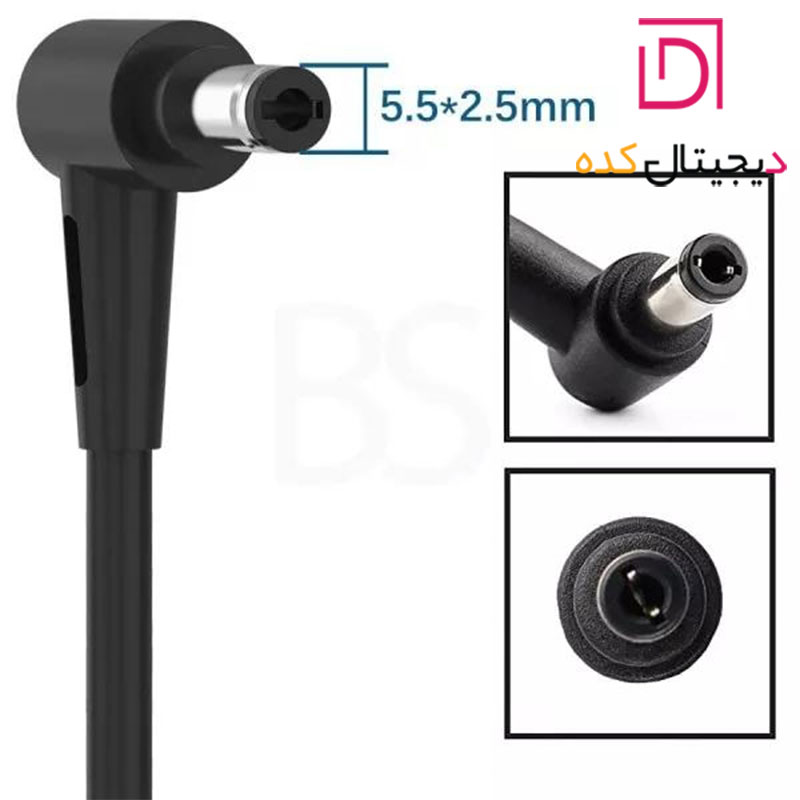 آداپتور مربعی لپ تاپ ایسوس 90Wh | ولتاژ 19V — 4.74A | سرفیش 2.5*5.5 میلی متر (فیش نرمال) — تصویر ۴