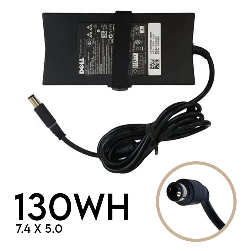 شارژر لپ تاپ دل 130W | برند DELL | ولتاژ 19.5V 6.7A | سرفیش 7.4*5.0 میلی متر (گرد سوزن دار)