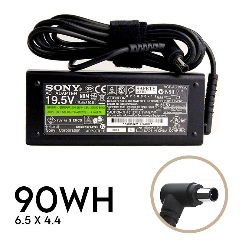 شارژر لپ تاپ سونی 90Wh | مدل SVF143 / SVF14325 / SVF14327 | برند SONY | ولتاژ 19.5V 4.7A | سرفیش 6.5 در 4.4 — تصویر ۲