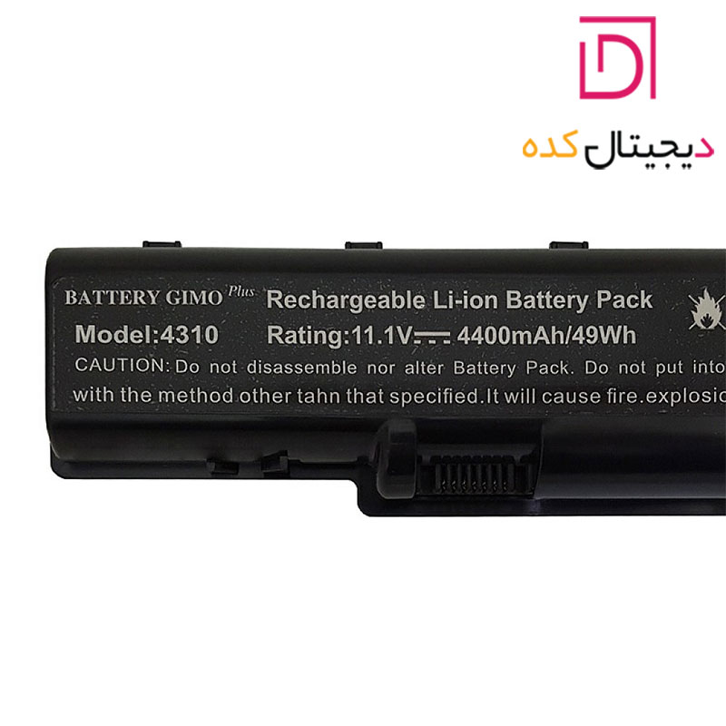 باتری لپ تاپ ایسر Aspire 5738-4710-4310 | برند Gimo Plus | ظرفیت 4400 | 45 وات | 6 سلول — تصویر ۴
