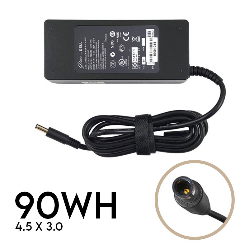شارژر لپ تاپ دل 90Wh | برند GIMO | ولتاژ 19.5V 4.62A | سرفیش 3.0 * 4.5 میلی متر (سرریز سوزن دار)
