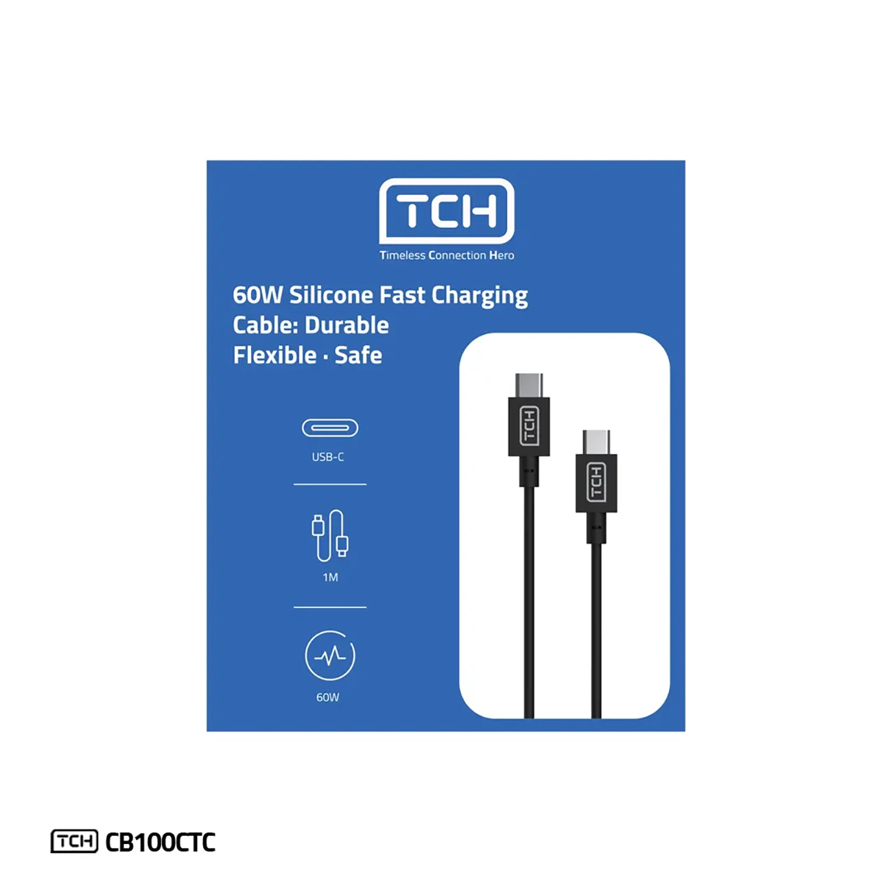کابل شارژ دوسر تایپ سی تی سی اچ TCH مدل CB100CTC توان 60 وات — تصویر ۳