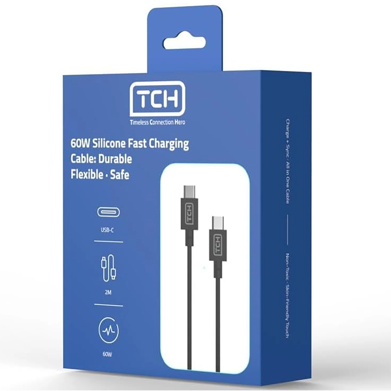 کابل شارژ دوسر تایپ سی تی سی اچ TCH مدل CB100CTC توان 60 وات — تصویر ۴