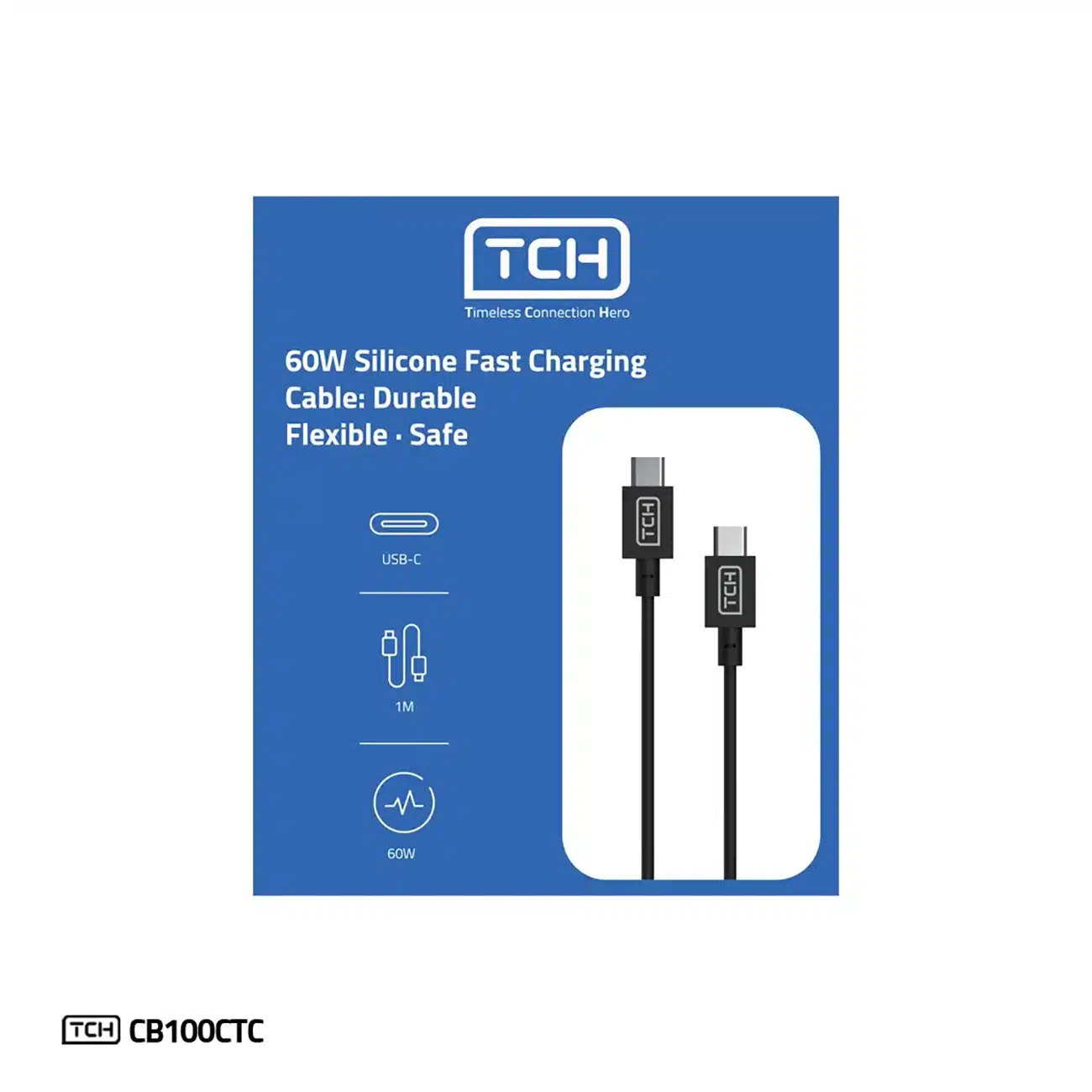 کابل شارژ دوسر تایپ سی تی سی اچ TCH مدل CB100CTC توان 60 وات — تصویر ۷