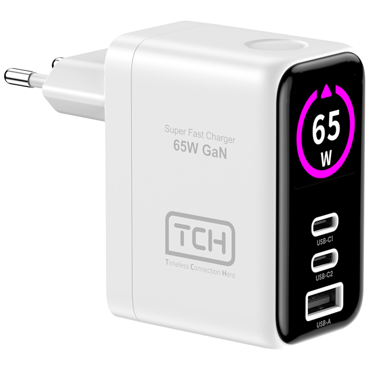 شارژر دیواری تی سی اچ TCH مدل CA65M GaN سه پورت 65 وات — تصویر ۲