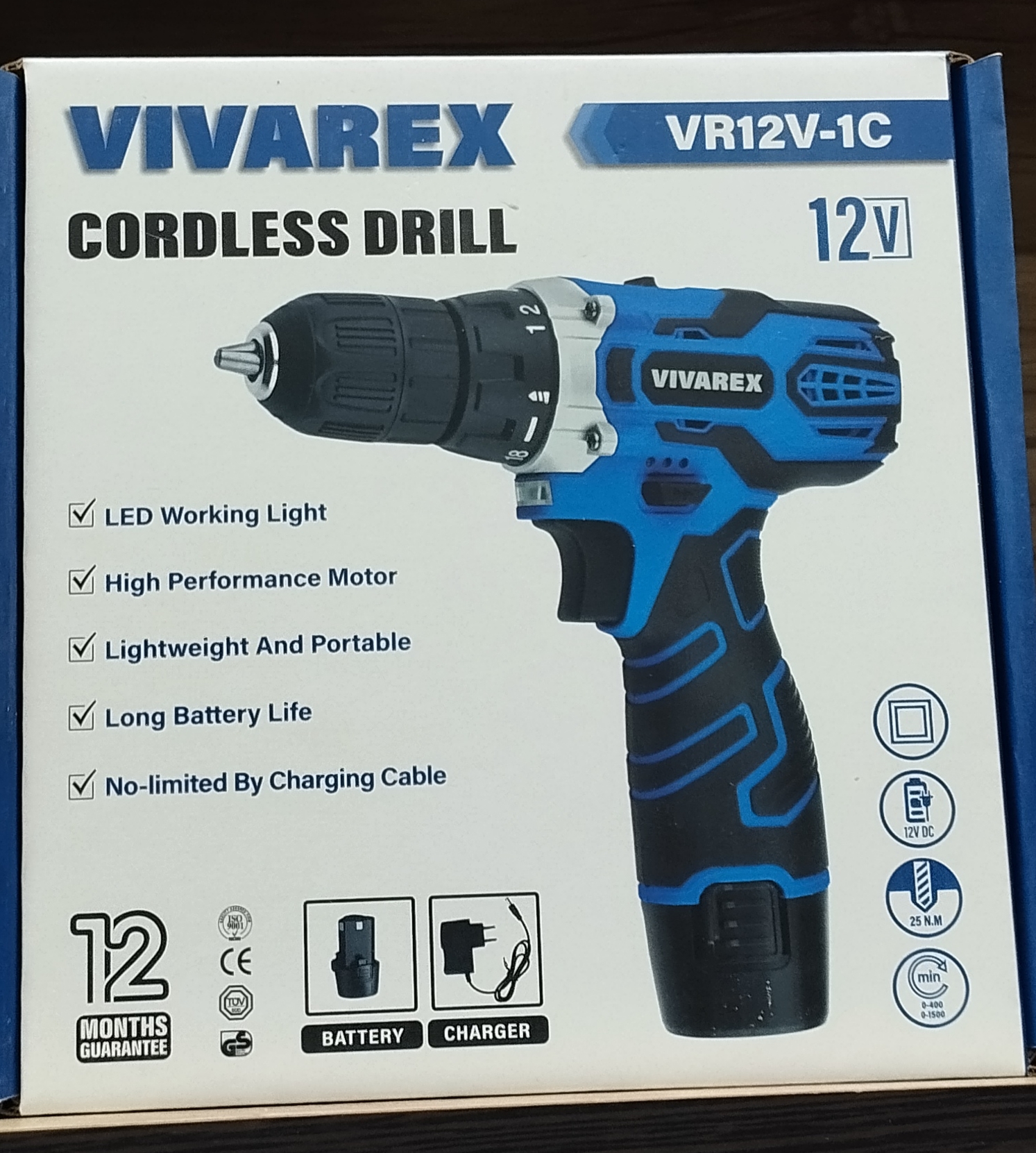دریل پیچ گوشتی شارژی ویوارکس 12ولت VIVAREX ولت