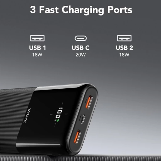پاور بانک VRURC T2063L با ظرفیت 20000 میلی‌آمپر ساعت — تصویر ۴