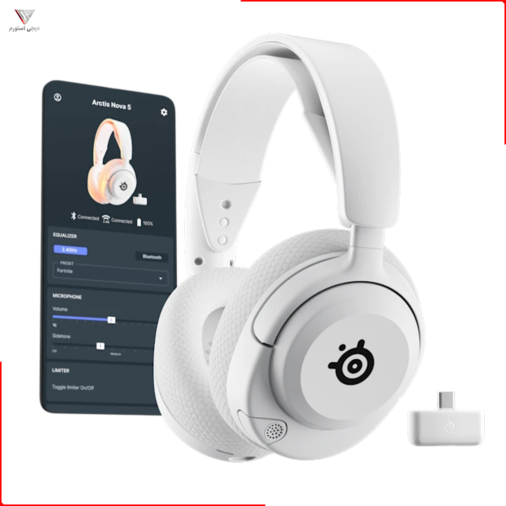 هدست گیمینگ بی‌سیم استیل سریز مدل Arctis Nova 5 Wireless White — تصویر ۷