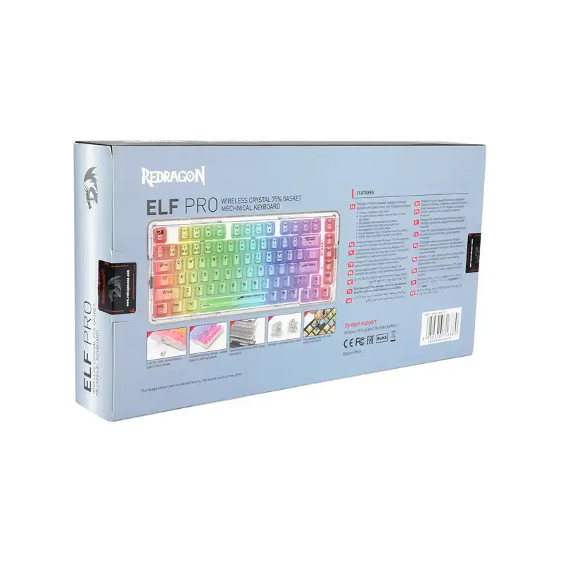 کیبورد بی سیم مکانیکال گیمینگ ردراگون ELF PRO K649 CT RGB — تصویر ۸