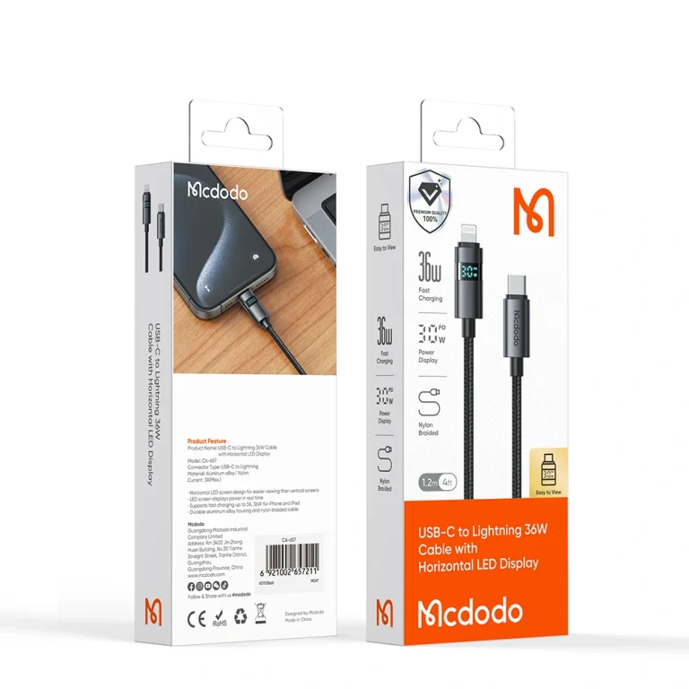 کابل کنفی مکدودو تایپ سی به لایتنینگ آیفون / mcdodo type c to lightning 36W display 6570 — تصویر ۳