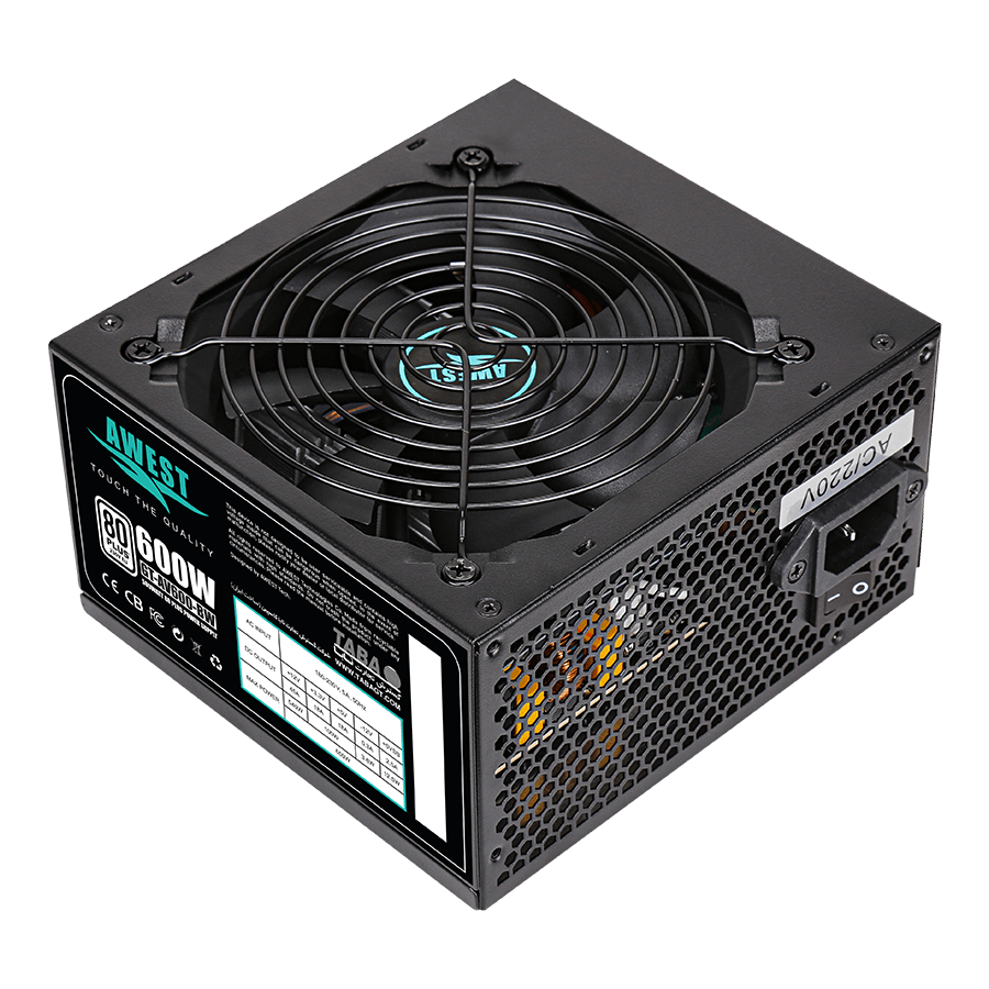 منبع تغذیه اوست POWER AWEST GT-AV600-BW با توان ۶۰۰ وات