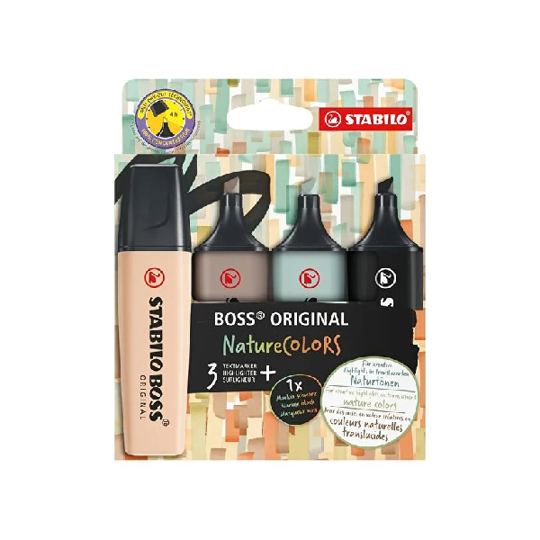ماژیک هایلایتر 4 رنگ استابیلو مدل Boss Nature Colors