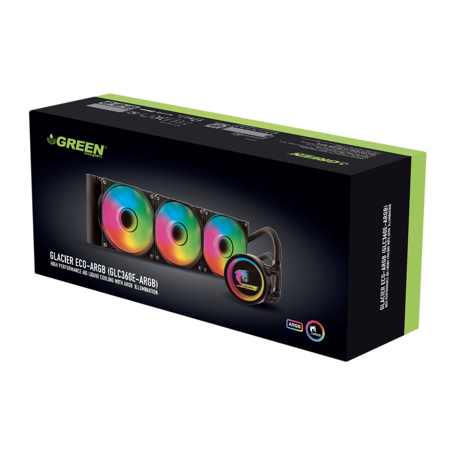 خنک کننده آبی پردازنده FAN GREEN GLACIER 360 ECO-ARGB — تصویر ۲