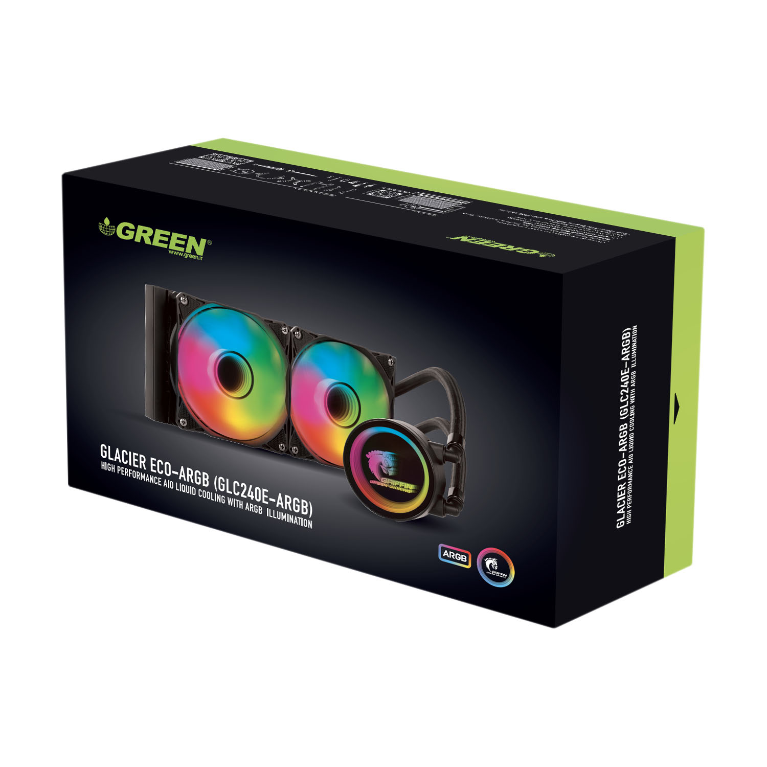 خنک کننده آبی پردازنده FAN GREEN GLACIER 240 ECO-ARGB