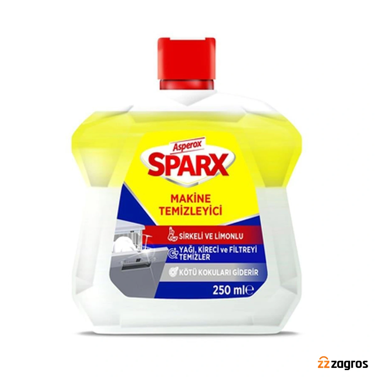 جرمگیر ماشین ظرفشویی آسپروکس Asperox مدل Sparx با رایحه لیمویی و سرکه حجم 250 میل — تصویر ۵