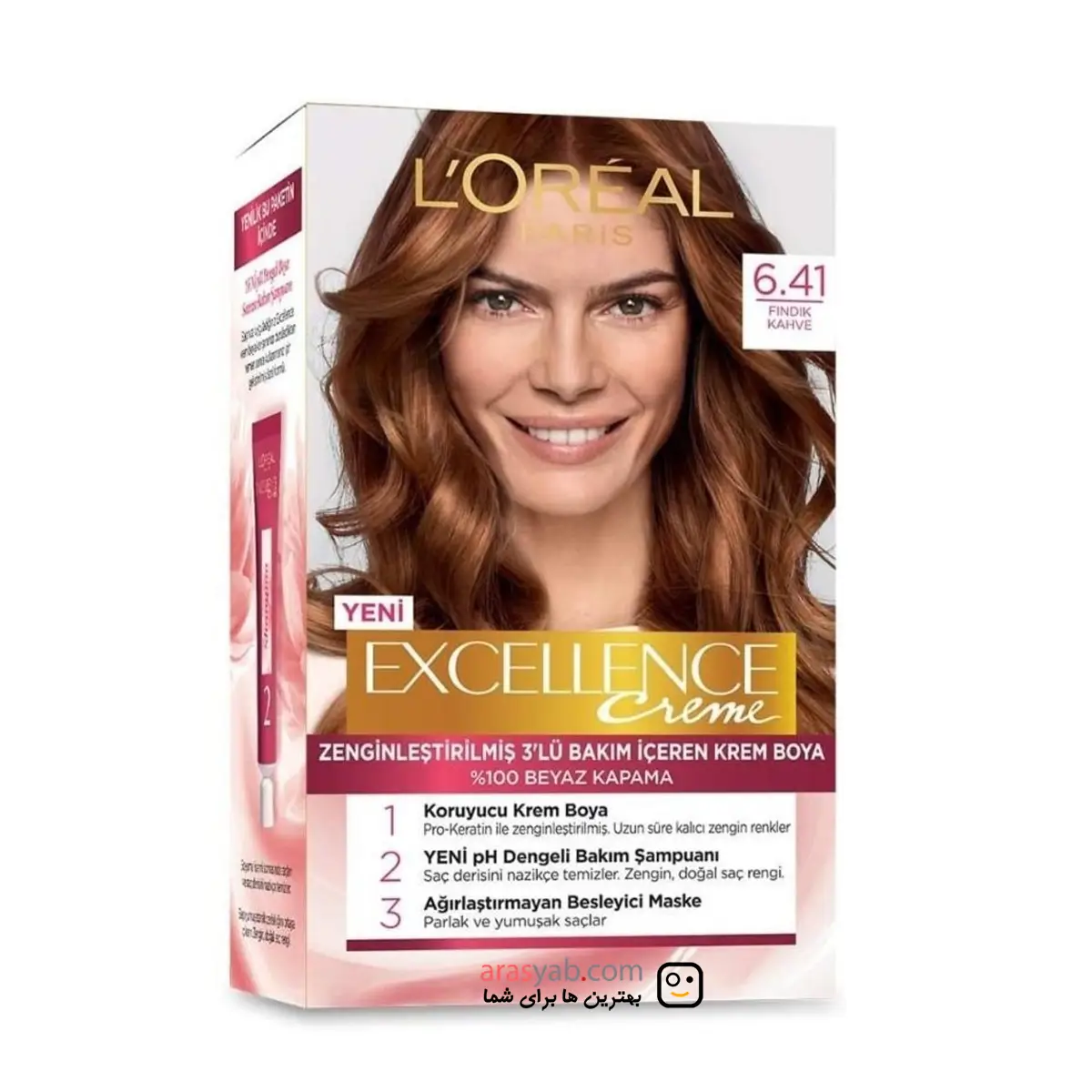 رنگ مو لورال 6.41 رنگ قهوه ای فندقی Fındık Kahve سری Excellence Creme — تصویر ۵