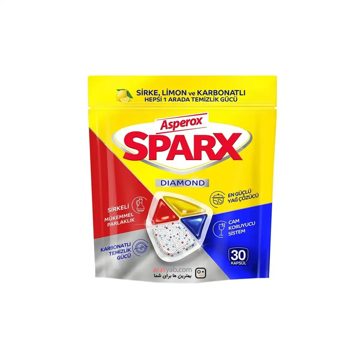 قرص ظرفشویی آسپروکس Asperox مدل دیاموند Diamond بسته 30 عددی