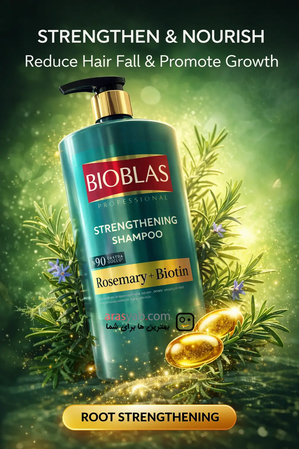 شامپو تقویت کننده و ضدریزش بیوبلاس Bioblas حاوی عصاره رزماری و بیوتین حجم 900 میل — تصویر ۳