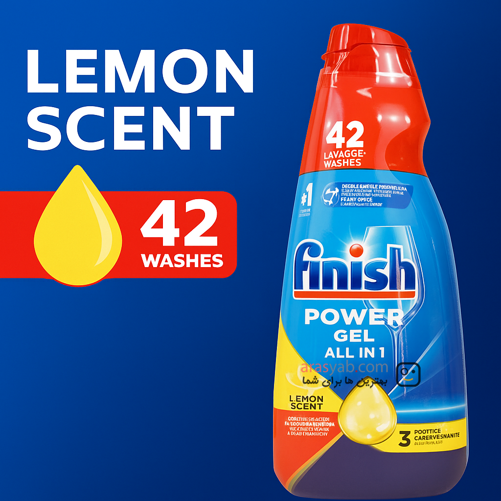 ژل ماشین ظرفشویی All in One لیمویی فینیش Finish ایتالیا حجم 940 میل — تصویر ۴