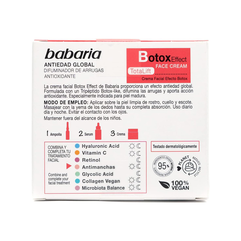 کرم بوتاکس باباریا Babaria ضد چروک و لیفت صورت مدل بوتاکس افکت Botox Effect حجم 50 میل — تصویر ۵