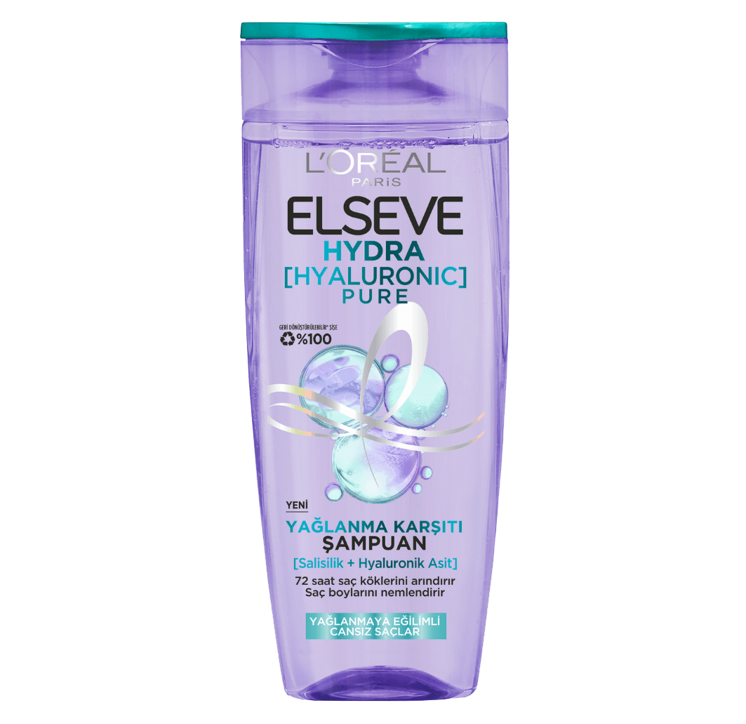 شامپو سر لورال برای موهای چرب و خشک مدل Elseve Hydra Hyaluronic Pure حجم 300 میل — تصویر ۲
